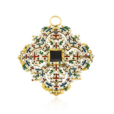 View full screen - View 1 of Lot 1005. An enamel and diamond Cross of Jerusalem pendant, Spanish, Circa 1625-1630.