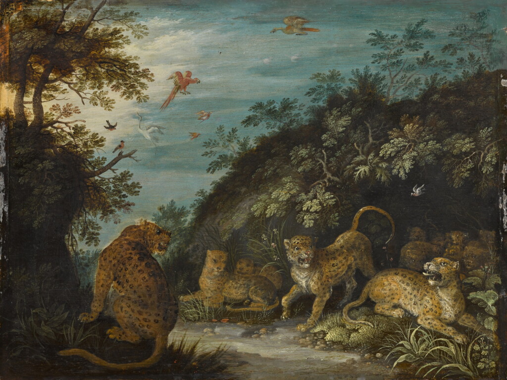 View full screen - View 1 of Lot 191. Leopards in a landscape.
