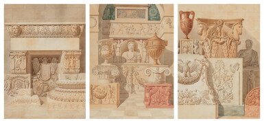 View full screen - View 1 of Lot 1175. Three watercolors after the antique.