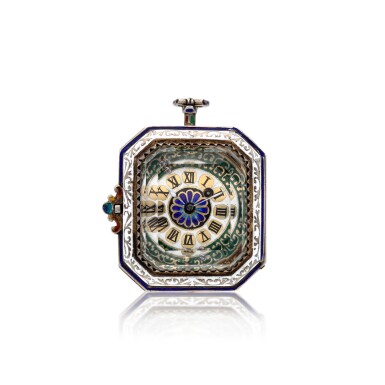 View full screen - View 1 of Lot 184. A silver, enamel and rock crystal watch with swiss movement byJj. F. Bautte & Cie. Circa 1845.