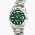 Day-Date, Reference 18296 | A platinum wristwatch with day, date, bracelet and diamond-set green dégradé dial | Circa 1995