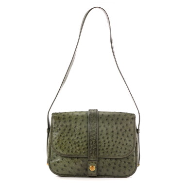 View full screen - View 1 of Lot 116. Khaki Green Ostrich Noumea Gold Hardware, 1986 (Borsa Noumea in pelle di struzzo verde kaki, 1986).