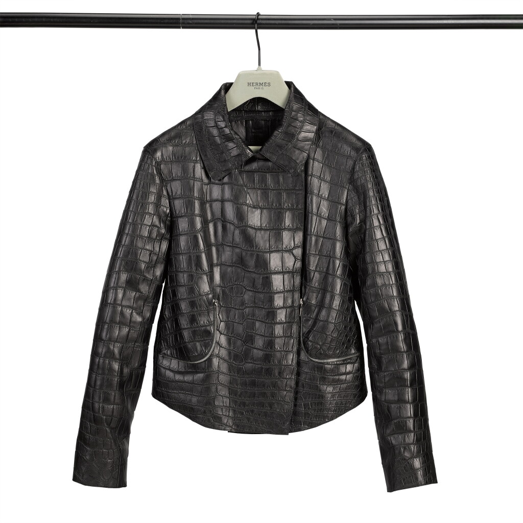 View full screen - View 1 of Lot 137. Black Crocodile Jacket, Size 34.