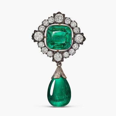 View full screen - View 1 of Lot 1707. Emerald and Diamond Brooch | 祖母綠 配 鑽石 胸針.