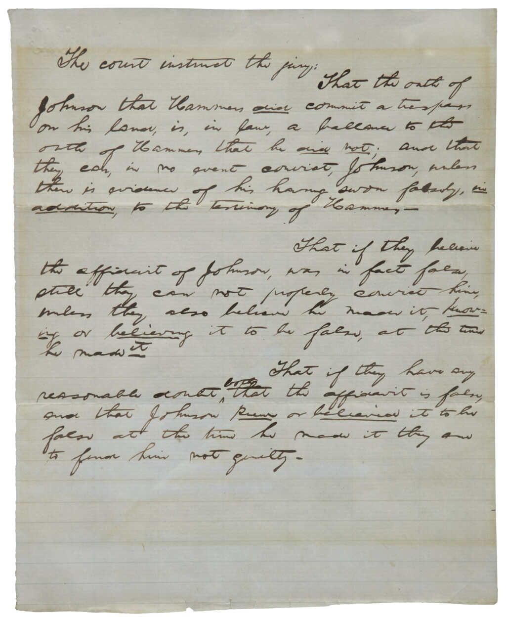 View full screen - View 1 of Lot 2194. Lincoln, Abraham. Autograph legal manuscript, 1852.