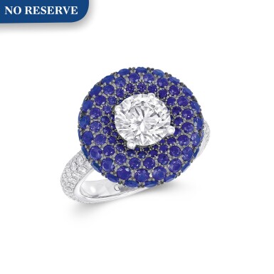 View full screen - View 1 of Lot 40. GRAFF | SAPPHIRE AND DIAMOND RING 格拉夫 | 藍寶石配鑽石戒指.