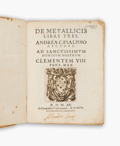 View full screen - View 1 of Lot 78. Cesalpino, Andrea | One of the most important early works on metallurgy, Rome, 1596.
