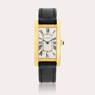 View full screen - View 1 of Lot 428. Tank Cintrée 8 lignes Montre bracelet en or jaune | Yellow gold wristwatch Vers 1965 | Circa 1965.
