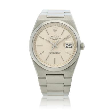 View full screen - View 1 of Lot 63. Reference 1530 Date, A stainless steel automatic bracelet watch with date, Circa 1975.