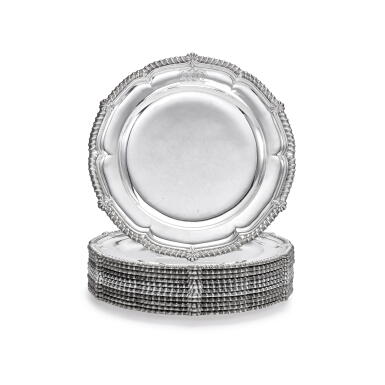 View full screen - View 1 of Lot 388. A Set of Twelve Regency Silver Dinner Plates, Paul Storr, London, 1810.