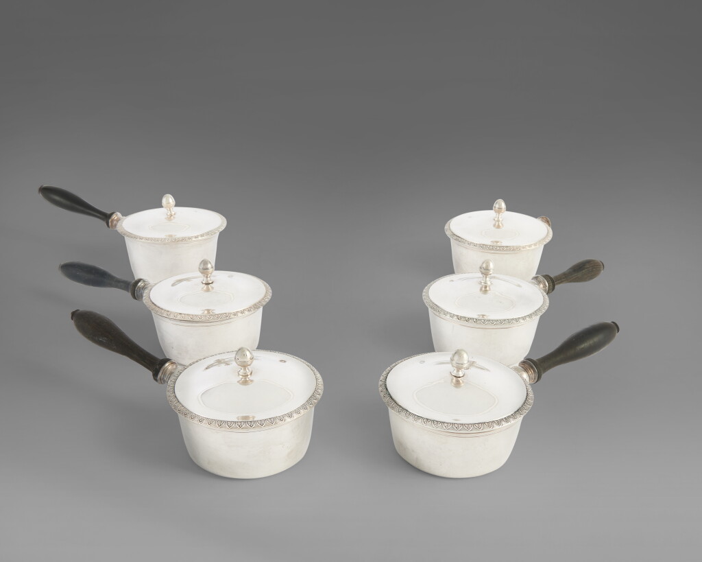 View full screen - View 1 of Lot 743. A Set of Six Empire Silver Covered Small Pans, Denis-François Franckson, Paris, 1801-1809.