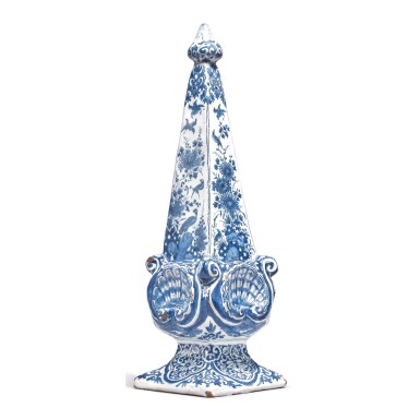 View full screen - View 1 of Lot 115. A DUTCH DELFT BLUE AND WHITE MODEL OF AN OBELISK, CIRCA 1695.