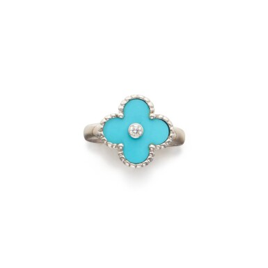 View full screen - View 1 of Lot 20. Turquoise and Diamond 'Vintage Alhambra' Ring, France.