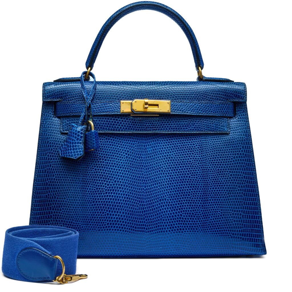 View full screen - View 1 of Lot 1344. Bleu Roi Niloticus Lizard Kelly 28 Sellier Gold Hardware, 1996.