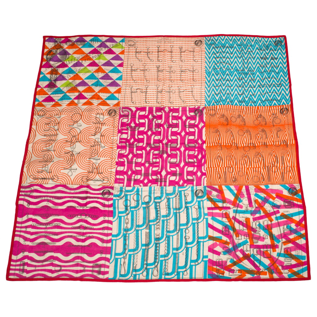 View full screen - View 1 of Lot 102. Hermès "Manufacture de Boucleries" Shawl 140cm of Cashmere and Silk.