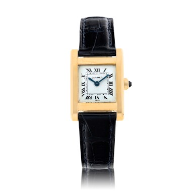 View full screen - View 1 of Lot 180. Tank, A pink gold rectangular wristwatch, Circa 1990 .