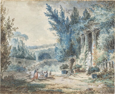 View full screen - View 1 of Lot 652. Figures in a Classical Parkland Setting.