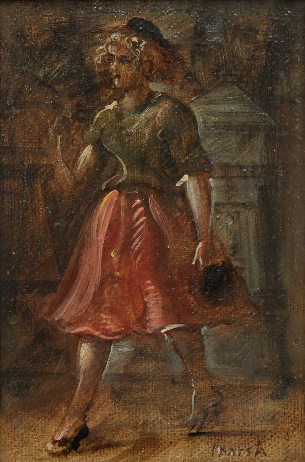 View full screen - View 1 of Lot 371. Girl Strolling with Red Skirt.