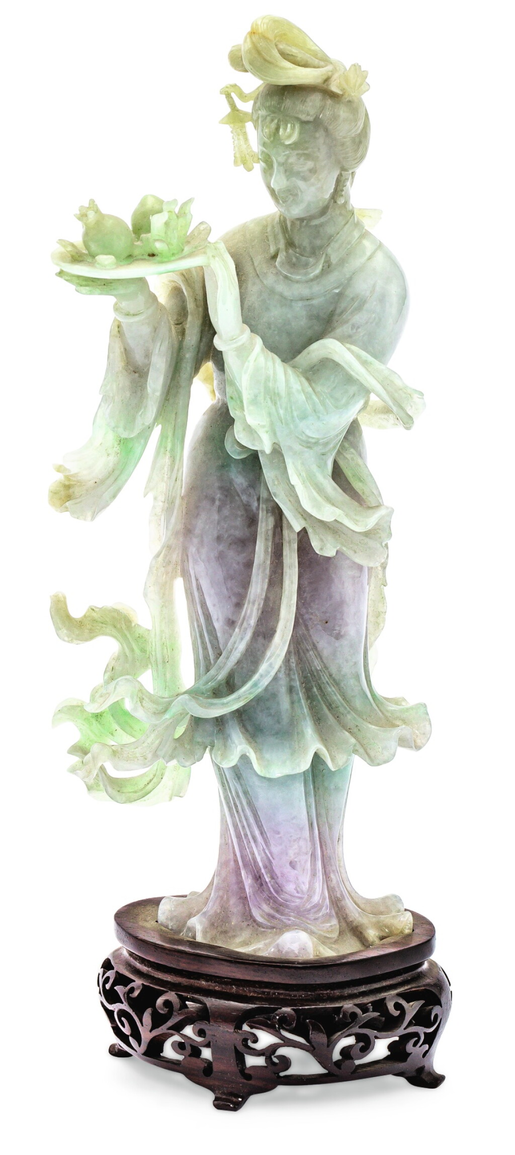 View full screen - View 1 of Lot 113. STATUETTE DE DAME DE COUR EN JADÉITE XXE SIÈCLE | 二十世紀 翠玉仕女立像 | A carved jadeite figure, 20th century .