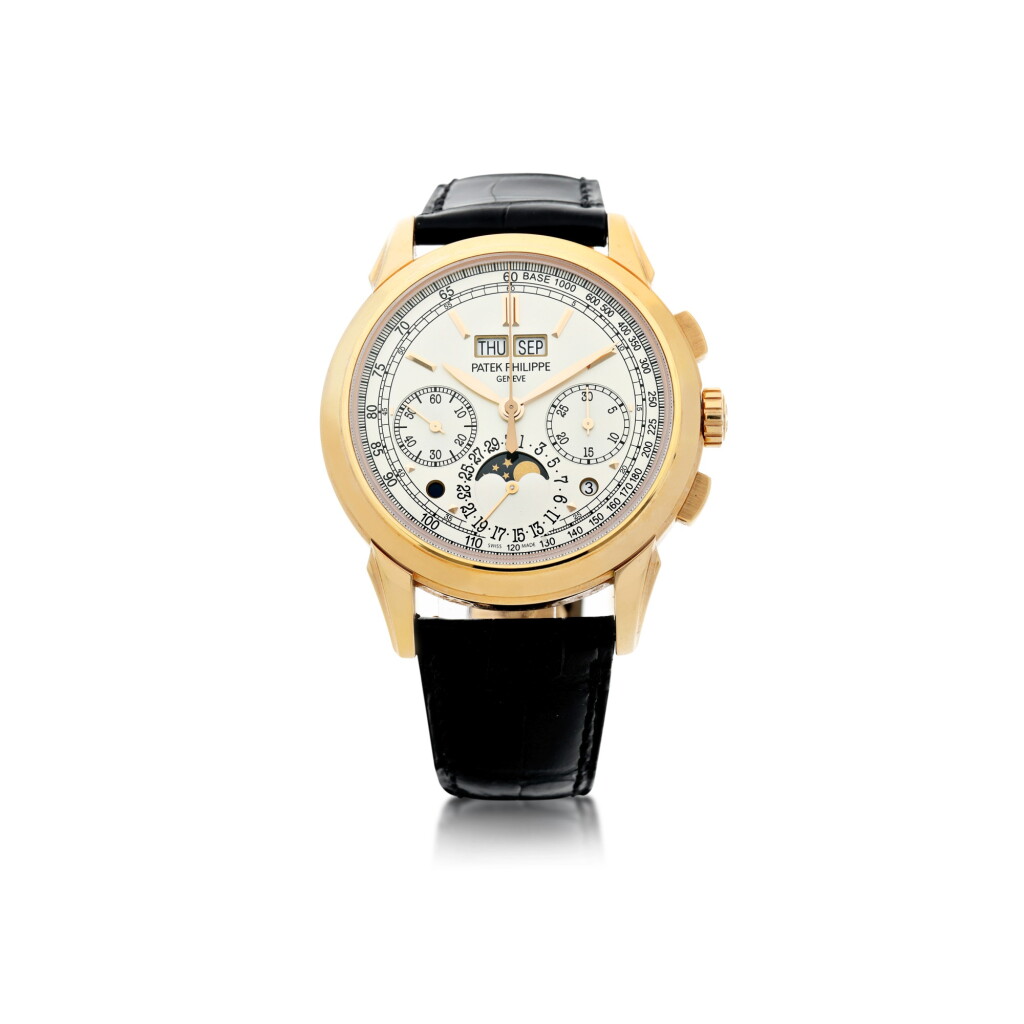 View full screen - View 1 of Lot 32. REFERENCE 5270R RETAILED BY TIFFANY & CO.: A PINK GOLD PERPETUAL CALENDAR CHRONOGRAPH WRISTWATCH WITH MOON PHASES, LEAP YEAR AND DAY AND NIGHT INDICATION, CIRCA 2017.