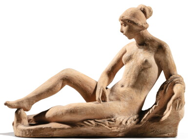 View full screen - View 1 of Lot 49. ARISTIDE MAILLOL | JEUNE FILLE COUCHÉE, APRÈS LE BAIN (ETUDE POUR "LE MONUMENT À PAUL CÉZANNE").