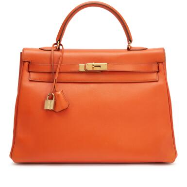 View full screen - View 1 of Lot 21. Vintage Orange H Gulliver Kelly 35 Retourné Gold Hardware, 1994.