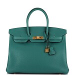 Hermès Malachite Birkin 35cm of Togo Leather with Gold Hardware