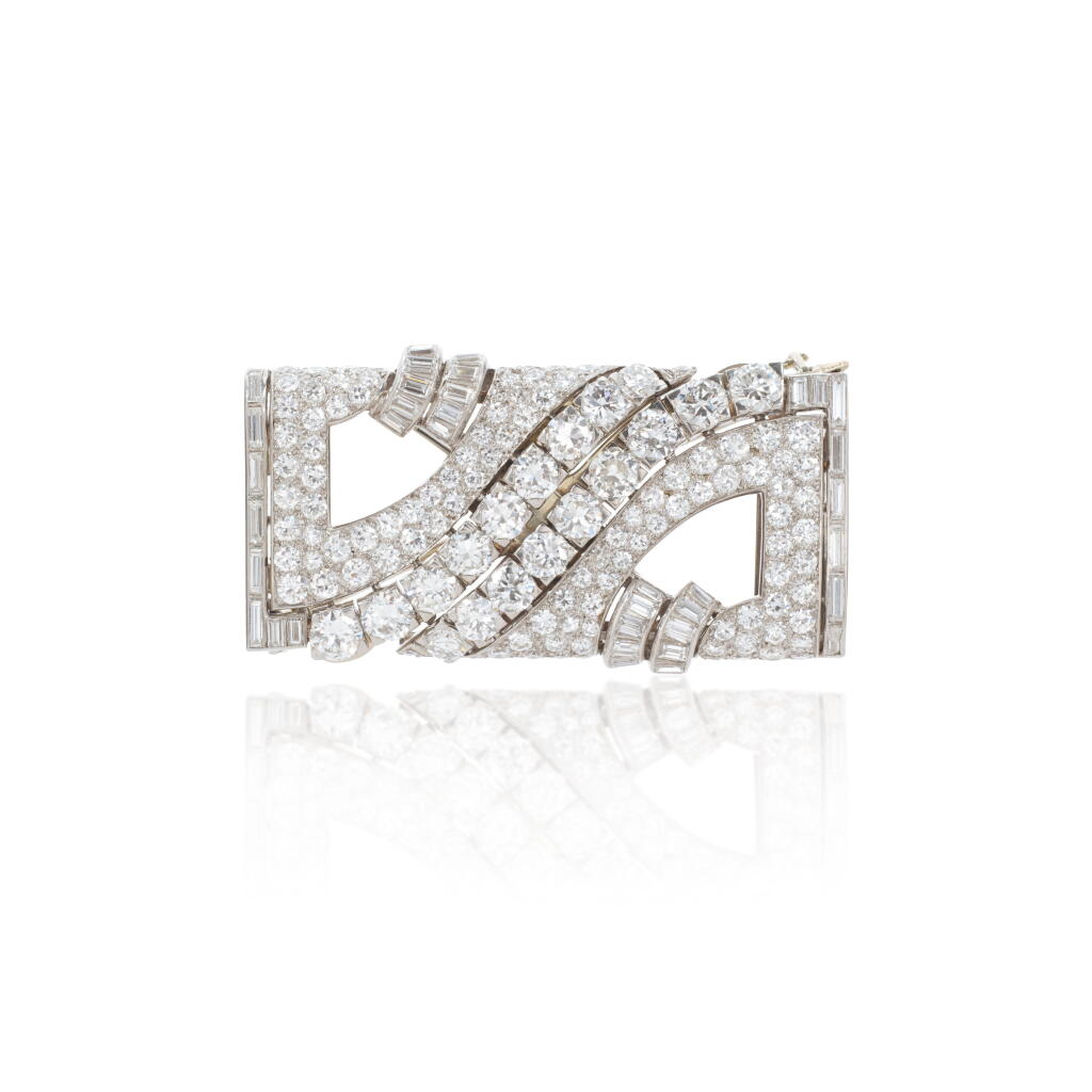 View full screen - View 1 of Lot 1066. Diamond double-clip brooch, 1930s.