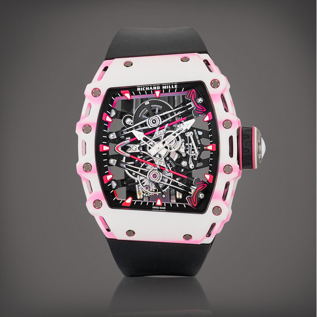 View full screen - View 1 of Lot 2293. Tourbillon Bubba Watson, Reference RM38-02 | A brand new limited edition carbon fibre and quartz fibre skeletonised tourbillon wristwatch, Circa 2022 | Richard Mille | TOURBILLON BUBBA WATSON 型號RM38-02 | 全新限量版碳纖維及石英纖維鏤空陀飛輪腕錶,約2022年製.