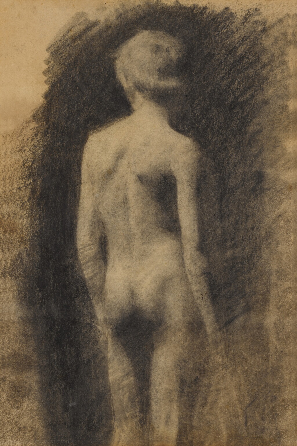 View full screen - View 1 of Lot 696. Study of a male nude, from the back.