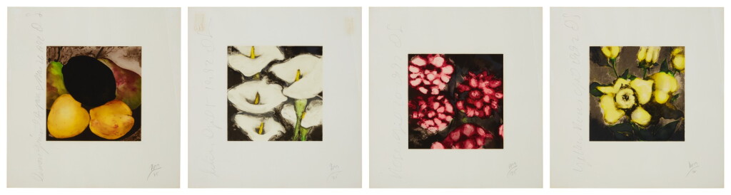 View full screen - View 1 of Lot 163. Lemon Juice and Pears; Lilies; Roses; and Yellow Roses.