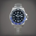 GMT-Master II 'Batman' stickered, reference 116710BLNR Montre bracelet à double fuseau horaire en acier avec date | Stainless steel dual time zone wristwatch with date and bracelet Vers 2018 | Circa 2018