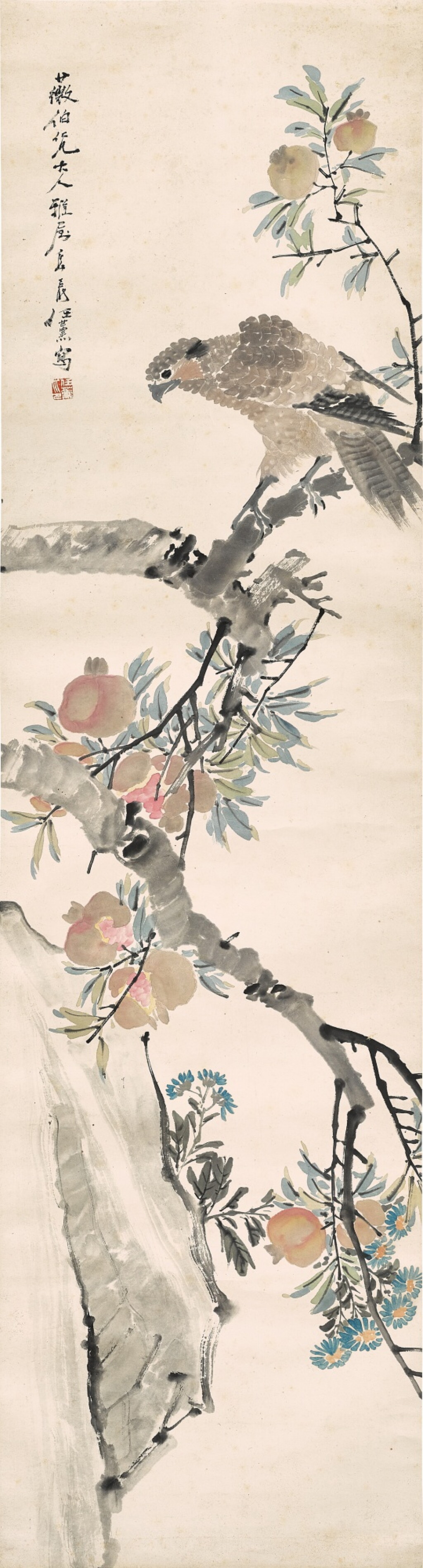 View full screen - View 1 of Lot 2536. 任薰 石榴棲禽 | Ren Xun, Pomegranates and Bird.