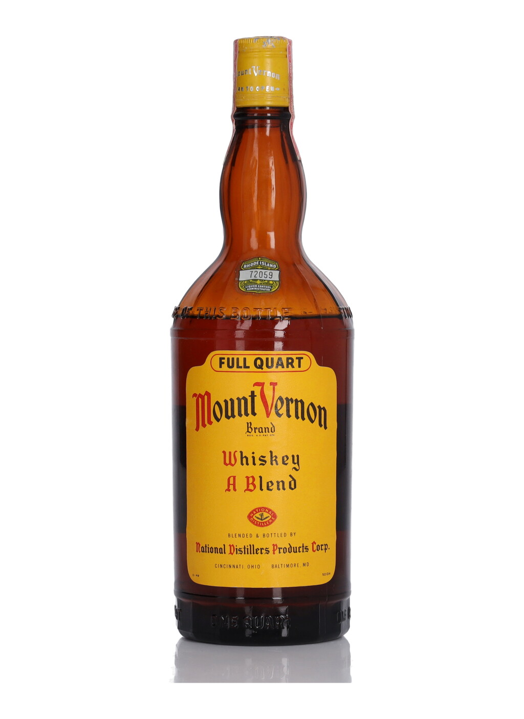 View full screen - View 1 of Lot 136. Mount Vernon Blended Whiskey 86 Proof NV (1 Bottle Quart).