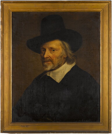 View full screen - View 1 of Lot 163. Portrait of a man wearing a black hat.