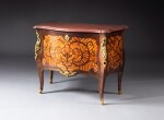 A Louis XV gilt-bronze mounted amaranth and plumwood veneered commode, probably by Delorme | Commode en marqueterie d'amarante et de bois de rose, bronze doré d'époque Louis XV, probablement par Delorme, estampille de BVRB