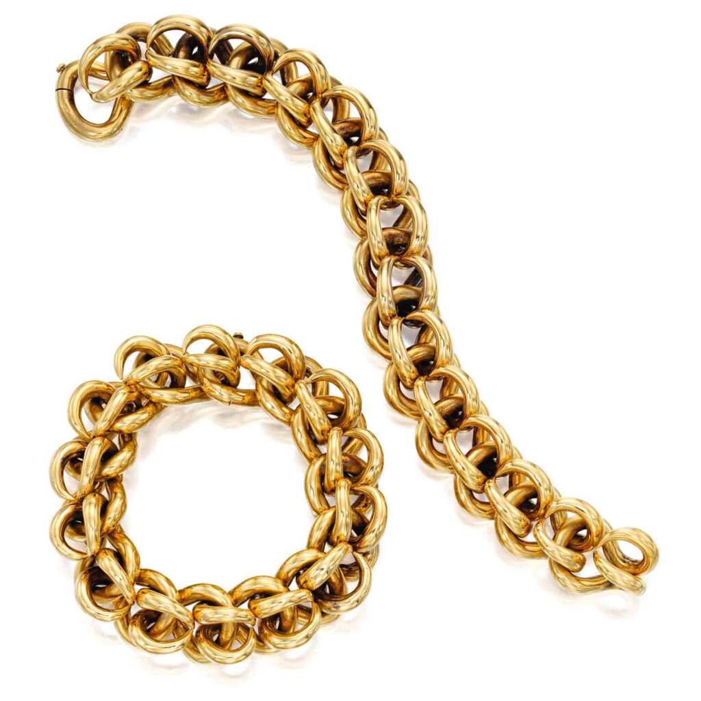 View full screen - View 1 of Lot 231. Pair of Gold Bracelets, France.
