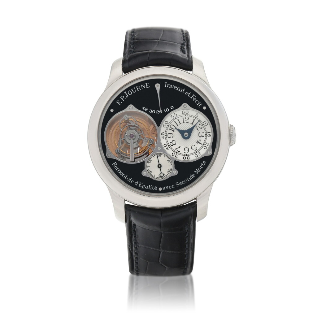 View full screen - View 1 of Lot 51. 'Black Label' Tourbillon Souverain Limited Edition platinum tourbillon wristwatch with constant force device, dead beat seconds and power reserve indication Circa 2008 | 「'Black Label' Tourbillon Souverain」限量版鉑金陀飛輪腕錶備恆動力裝置、跳秒功能及動力儲存顯示,約2008年製.