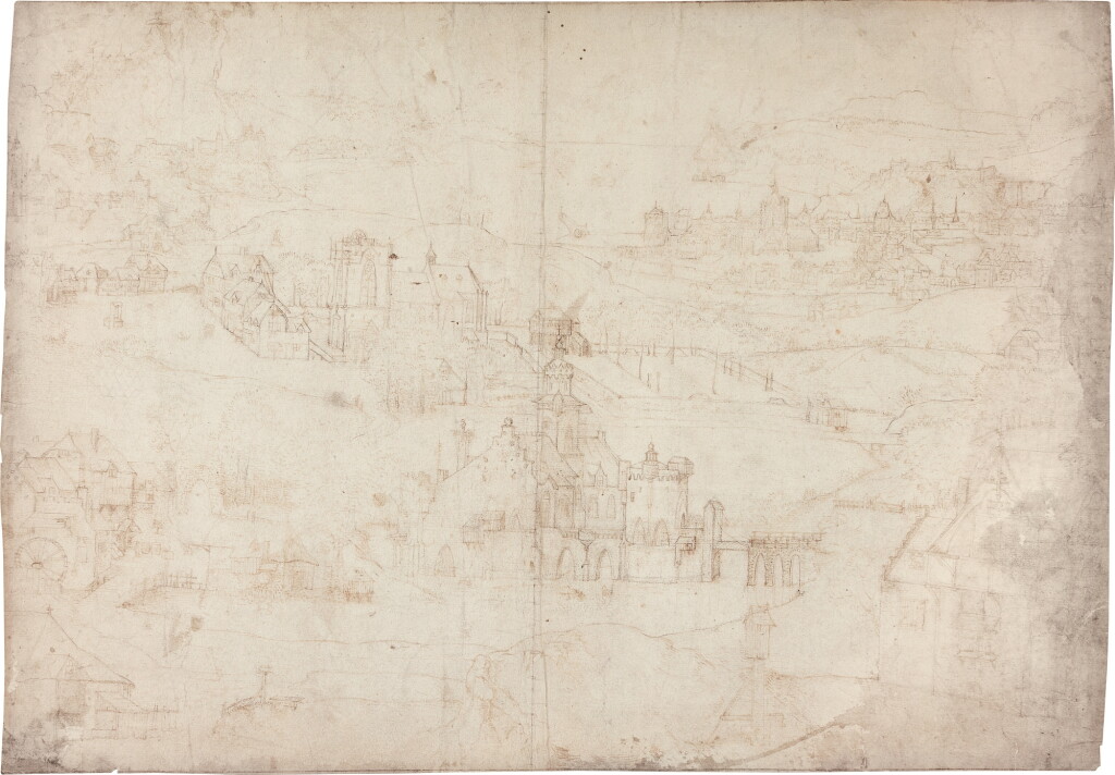 View full screen - View 1 of Lot 721. Extensive view of a rugged coastal landscape with monastic and other buildings.