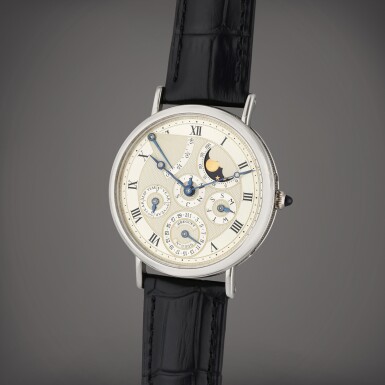 View full screen - View 1 of Lot 102. Reference 3310 Classique | A platinum automatic perpetual calendar wristwatch with moon phases, and power reserve indication, Circa 1990.