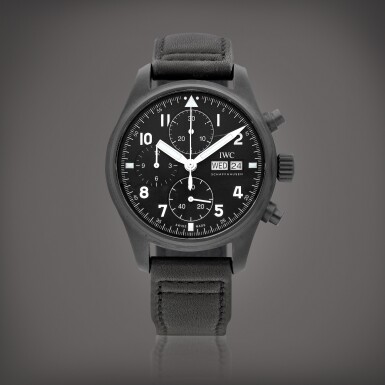 View full screen - View 1 of Lot 8905. Pilot Watch Chronograph Edition "Tribute To 3705", Reference IW387905 | A limited edition ceratanium chronograph wristwatch with day and date, Circa 2021 | 萬國 | Pilot Watch Chronograph Edition "Tribute To 3705" 型號IW387905 | 限量版瓷化鈦金屬計時腕錶,備日期及星期顯示,約2021年製.