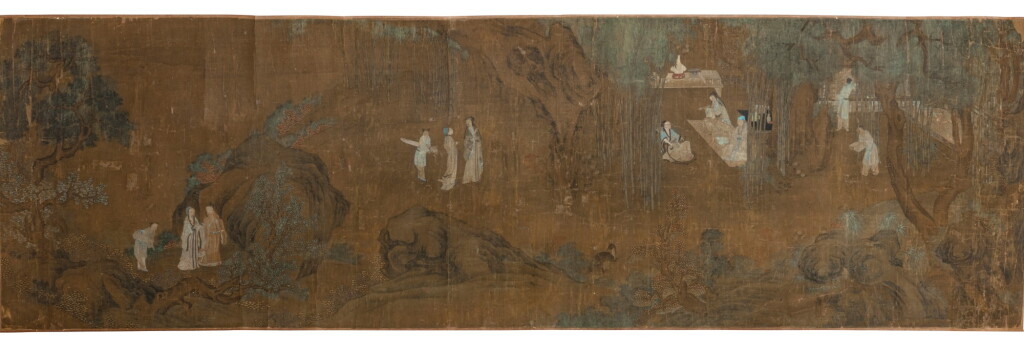 View full screen - View 1 of Lot 93. Anonyme Les sept sages de la forêt de bambous Dynastie Qing, XVIIIE siècle | 清十八世紀 竹林七賢圖 | Anonymous, Seven Sages of the Bamboo Grove, ink and color on silk, handscroll, Qing Dynasty, 19th century.