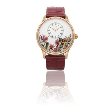View full screen - View 1 of Lot 309. JAQUET DROZ | PETITE BUTTERFLY JOURNEY LE A ROSE GOLD AUTOMATIC WINDING WRISTWATCH CIRCA 2018.
