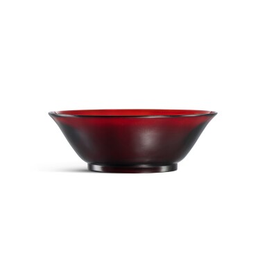 View full screen - View 1 of Lot 409. An imperial ruby-red glass bowl, Mark and period of Qianlong 清乾隆 御製寶石紅料盌 《乾隆年製》款.