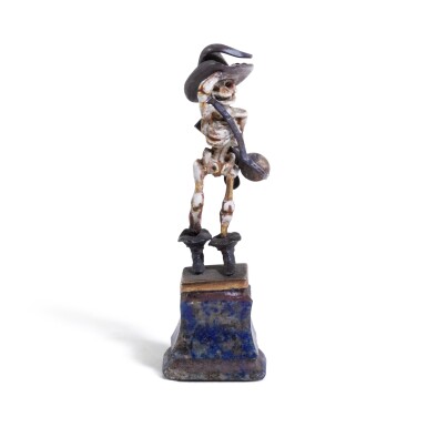 View full screen - View 1 of Lot 16. A gold, enamel and hardstone 'memento mori' figure, probably 19th century.