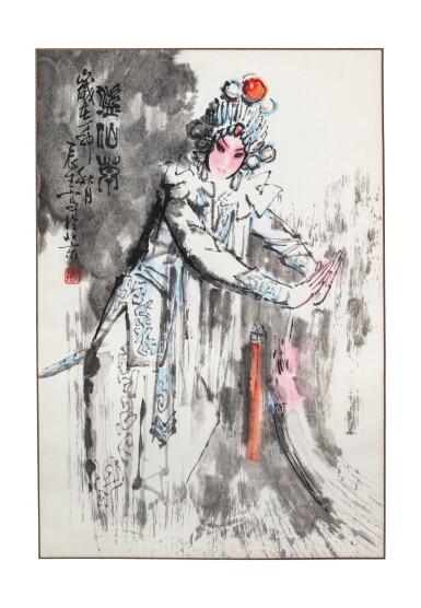 View full screen - View 1 of Lot 140. Artistes variés Ensemble de six peintures d'Opéra chinois | 京劇人物 一組六幀 | Various artists Set of Six Paintings of Chinese Opera.