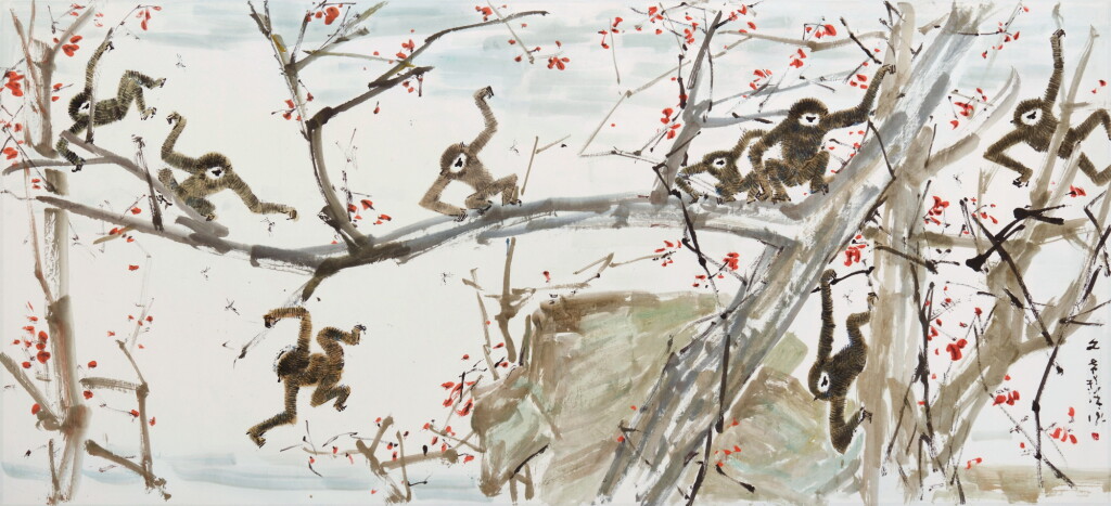 View full screen - View 1 of Lot 645. Chen Wen Hsi 陳文希 | Eight Gibbons 八隻長臂猿.