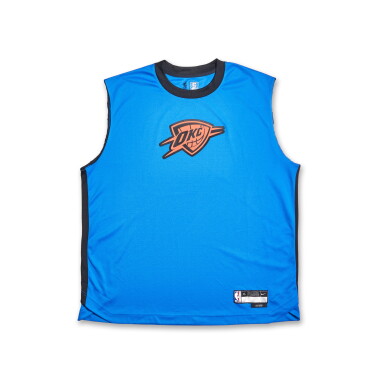 View full screen - View 1 of Lot 63. Luguentz Dort Oklahoma City Thunder 2025 Western Conference Semifinals Game Worn City Edition Warmup Top | Game 2.