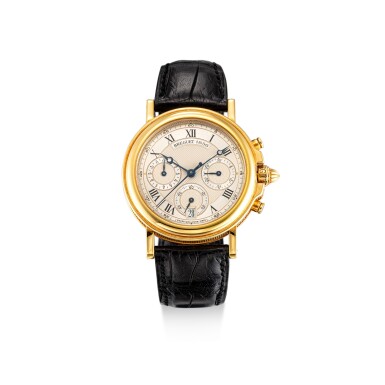View full screen - View 1 of Lot 8043. BREGUET | MARINE CHRONOGRAPH, REFERENCE 3460 BA | A YELLOW GOLD CHRONOGRAPH WRISTWATCH WITH DATE, CIRCA 1996 | 寶璣 | Marine Chronograph 型號3460 BA 黃金計時腕錶,備日期顯示,約1996年製.