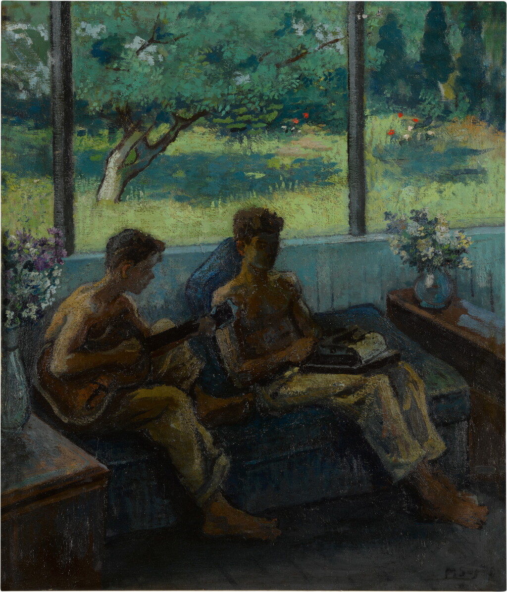 View full screen - View 1 of Lot 561. Two Boys Seated in a Solarium.
